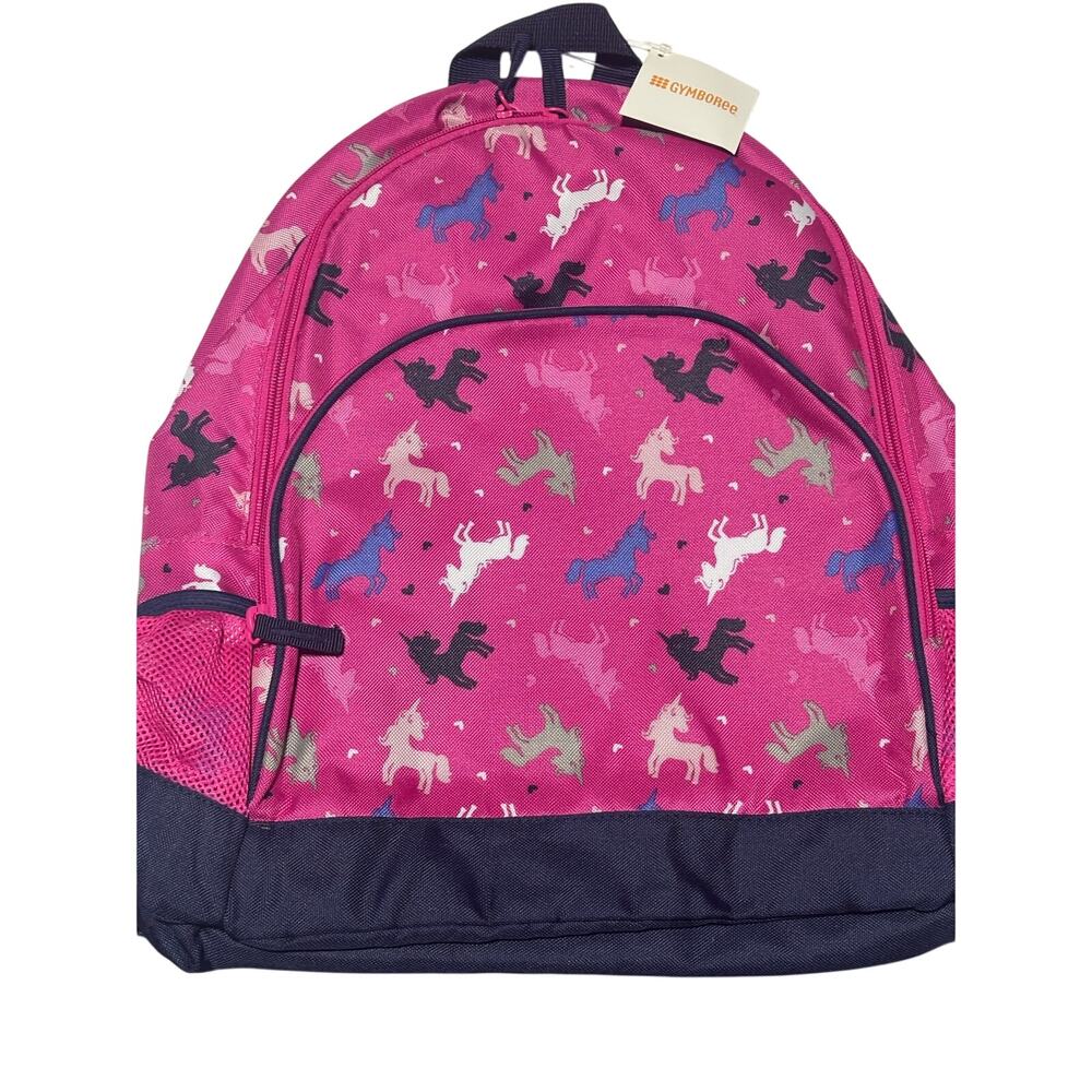 Gymboree hot pink navy blue unicorn back pack padded shoulder straps nwt perfect